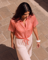 TOP DIN ORGANZA ROZ PIERSICA