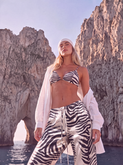 Pantaloni din satin print zebra