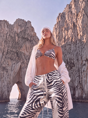 Pantaloni largi print zebra