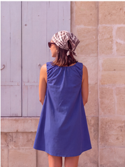 ROCHIE SCURTA DIN POPLIN ALBASTRU