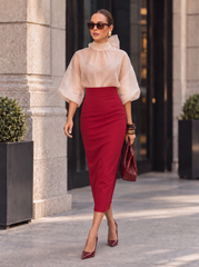 TOP DIN ORGANZA CU FUNDA BEJ