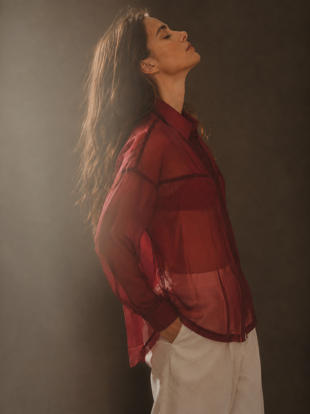 CAMASA DIN ORGANZA BURGUNDY