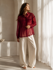 CAMASA DIN ORGANZA BURGUNDY