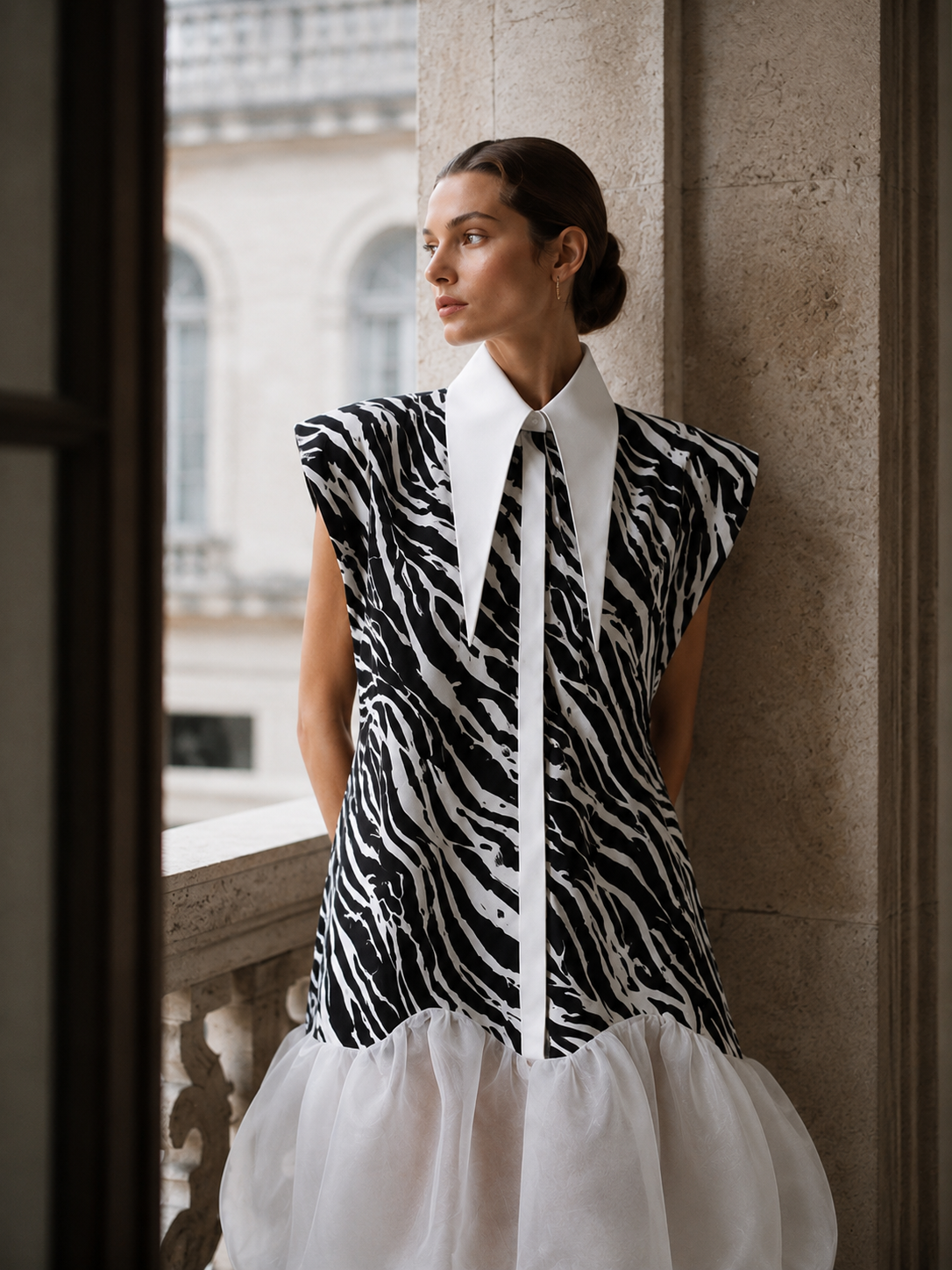ROCHIE STATEMENT DIN TAFTA SI ORGANZA PRINT ZEBRA
