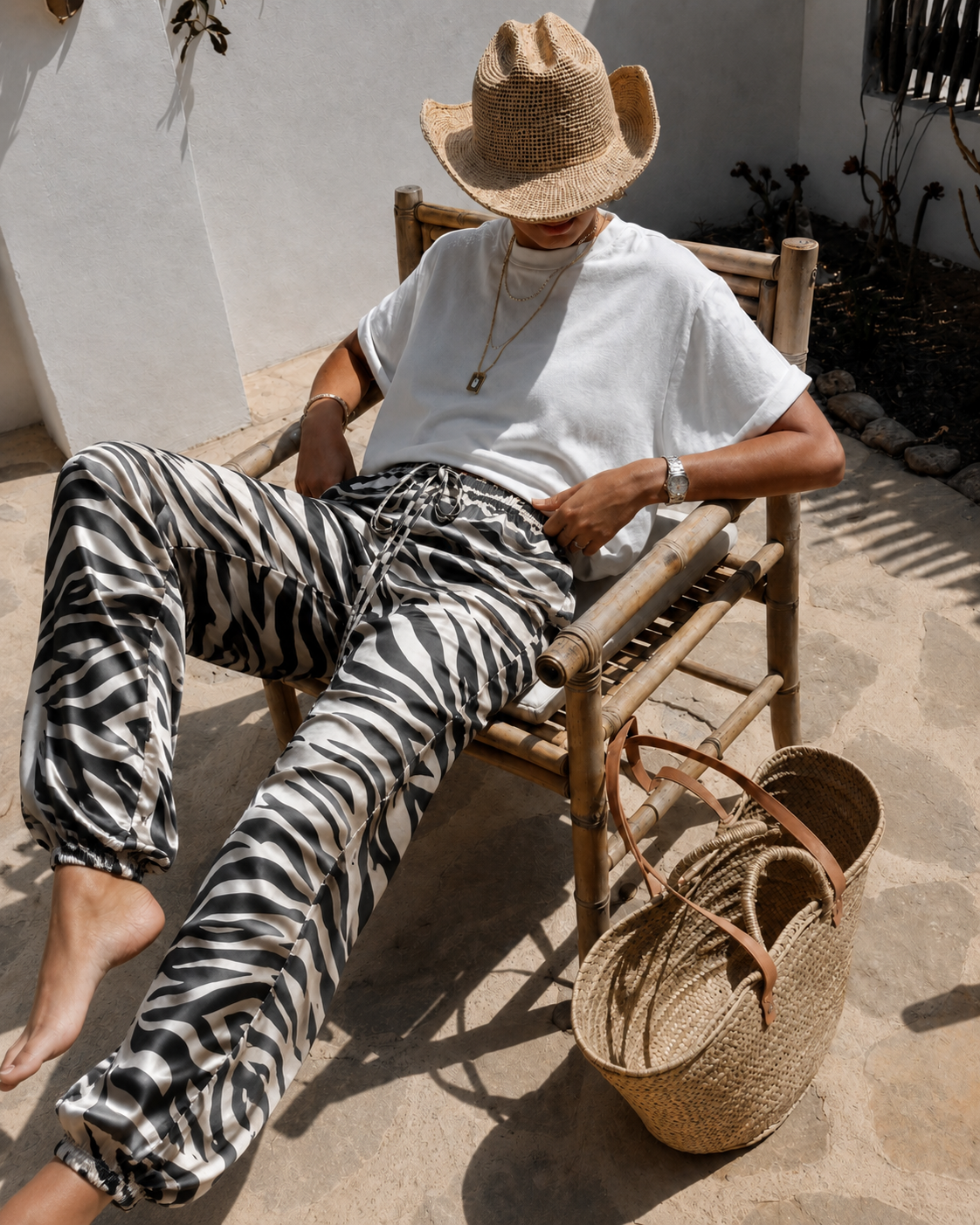 Pantaloni largi print zebra
