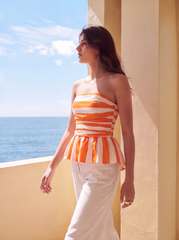 Top cu peplum, in dungi, din bumbac 100%
