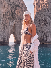 Pantaloni largi print zebra